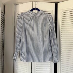 LOFT Blue and White Striped Blouse